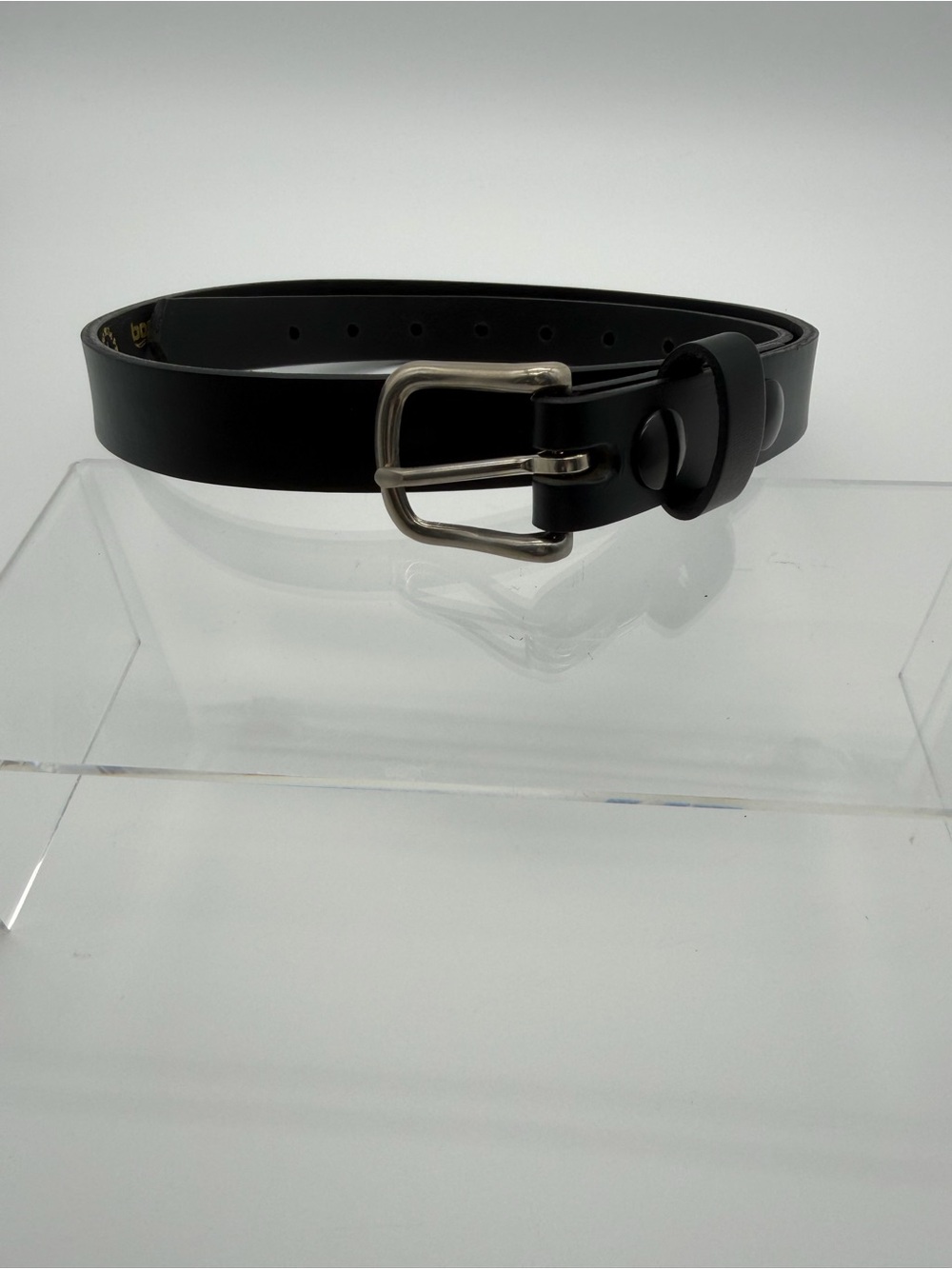 Boston Crew Outfitters Classic Black Silver Buckle Leather Belt Size 34